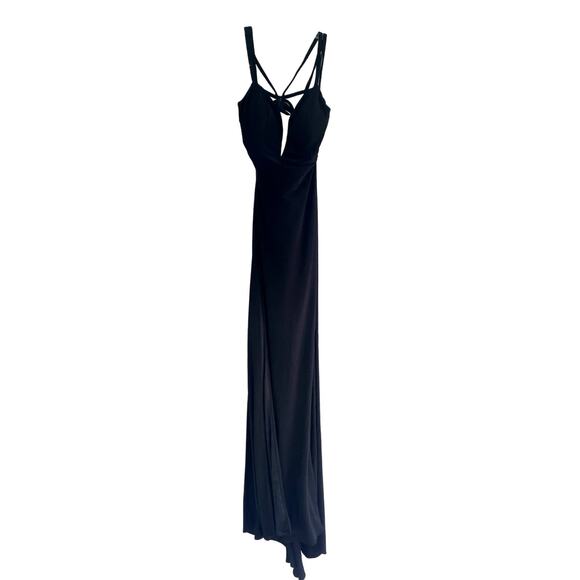 NWOT La Femme 27072 Plunging Strappy Back High Slit Gown - Picture 4 of 8